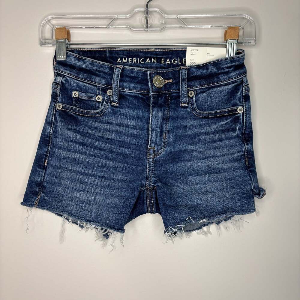 American Eagle NEW raw edge shorts womens 000 23" waist midi stretch denim